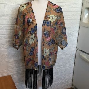 Pinkmelo fringed sheer cardigan/ coverup